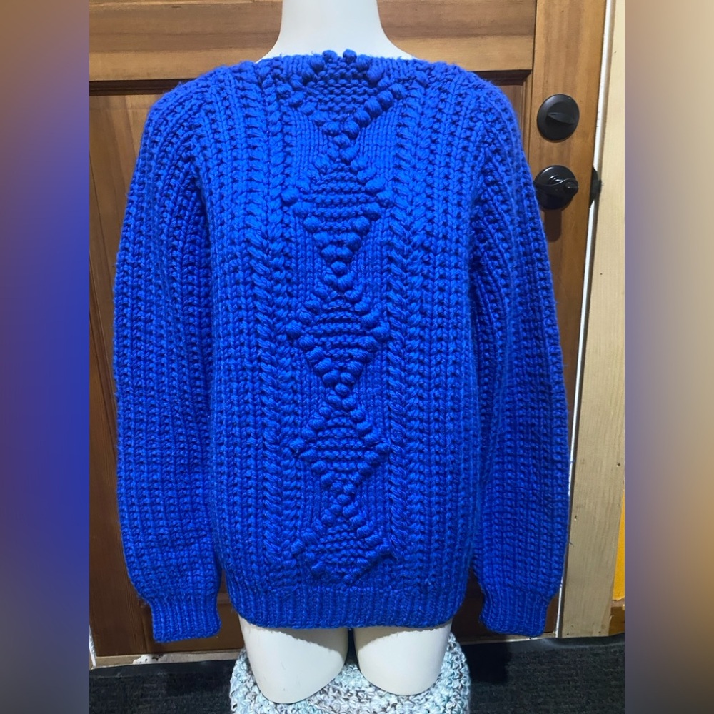 Blue Handmade Hand Knit Fisherman’s Style Sweater